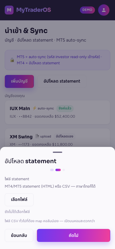 หน้าจอนำเข้า Statement